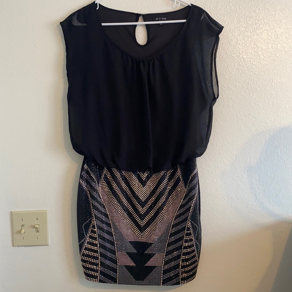 Black dress with beaded bottom